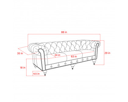 Pasargad™ Chester Bay Tufted Chesterfield Sofa - Brown, Genuine Leather