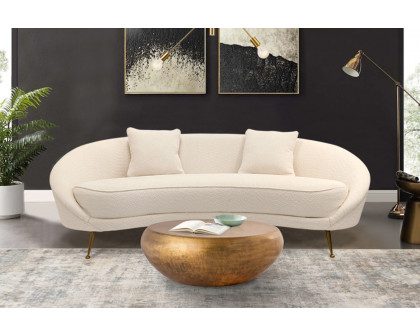 Pasargad Luna Collection Textured Fabric Curved Sofa - Ivory