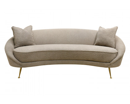 Pasargad Luna Collection Textured Fabric Curved Sofa - Mocha