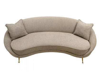 Pasargad Luna Collection Textured Fabric Curved Sofa - Mocha