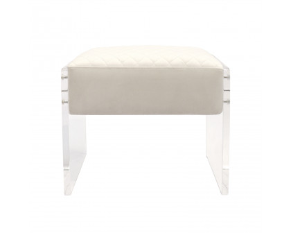 Pasargad - Tribecca Stool in Ivory/Clear, Acrylic/Velvet