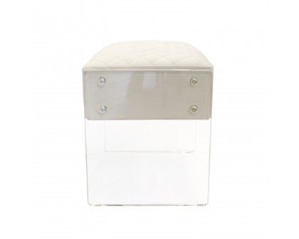 Pasargad - Tribecca Stool in Ivory/Clear, Acrylic/Velvet