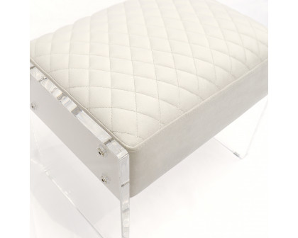 Pasargad - Tribecca Stool in Ivory/Clear, Acrylic/Velvet