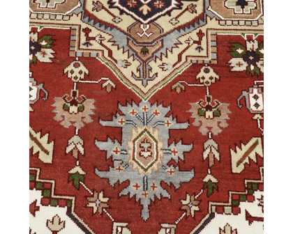 Pasargad - Serapi Collection Hand-Knotted Wool Area Rug in Rust/Navy, 108" x 144" (T-109 9x12)