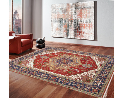 Pasargad - Serapi Collection Hand-Knotted Wool Area Rug in Rust/Navy, 108" x 144" (T-109 9x12)