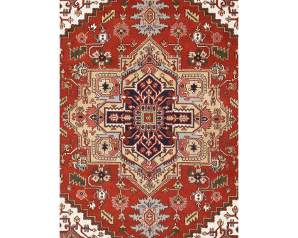 Pasargad - Serapi Collection Hand-Knotted Wool Area Rug in Rust/Navy, 106" x 142" (T-110 9x12)