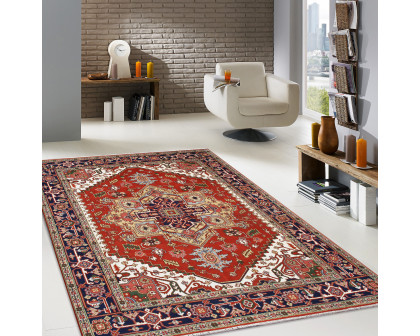 Pasargad - Serapi Collection Hand-Knotted Wool Area Rug in Rust/Navy, 106" x 142" (T-110 9x12)