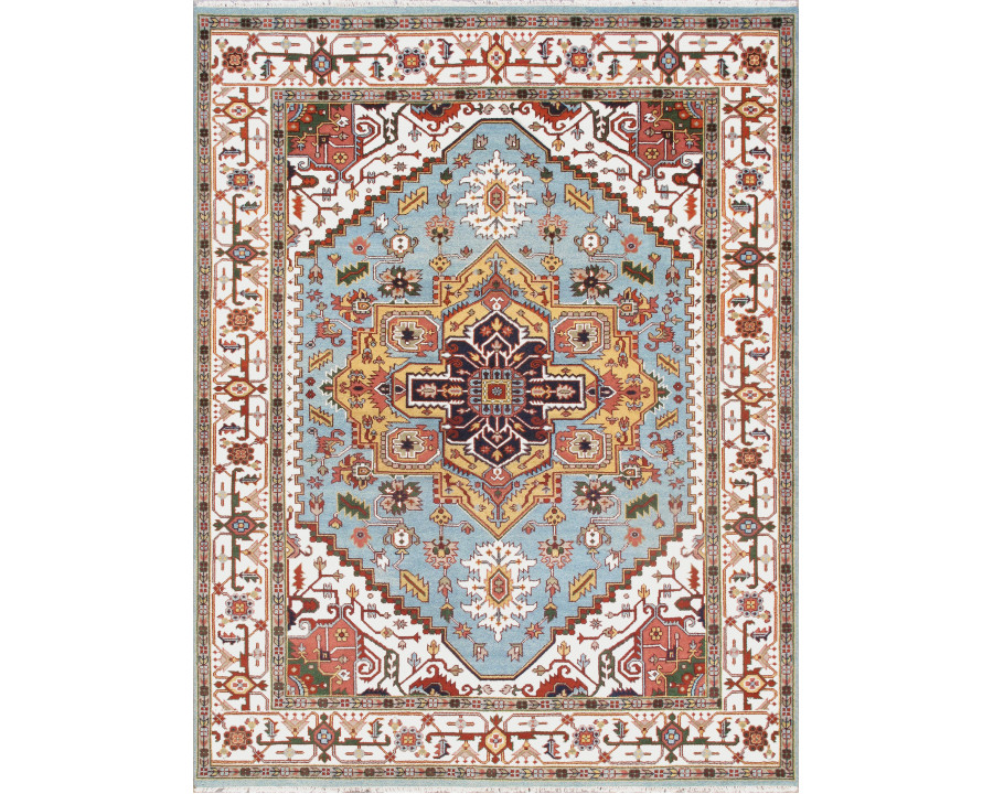 Pasargad - Serapi Collection Hand-Knotted Wool Area Rug in L. Blue/Ivory, 109" x 142" (T-111 9x12)