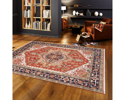 Pasargad - Serapi Collection Hand-Knotted Wool Area Rug in Rust/Navy, 93" x 122" (T-114 8x10)