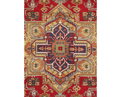 Pasargad - Serapi Collection Hand-Knotted Wool Area Rug in Red/Navy, 96" x 121" (T-116 8x10)