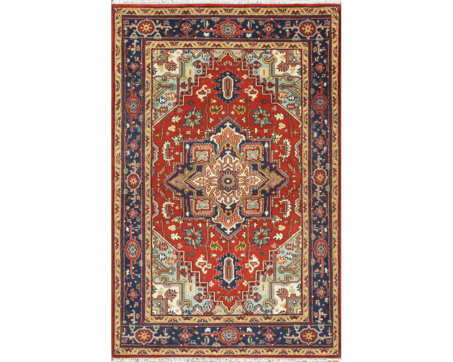 Pasargad - Serapi Collection Hand-Knotted Wool Area Rug in Rust/Navy, 60" x 91" (T-118 5x8)