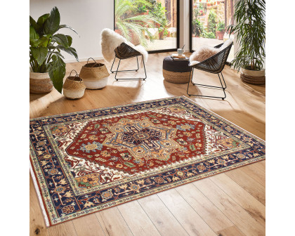 Pasargad - Serapi Collection Hand-Knotted Wool Area Rug in Rust/Navy, 91" x 117" (T-119 8x10)