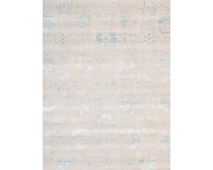 Pasargad - Transitional Collection Hand-Knotted Bamboo Silk/Wool Area Rug in Silver/Aqua, 107" x 140" (vase-3009 9x12)