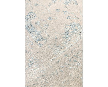 Pasargad - Transitional Collection Hand-Knotted Bamboo Silk/Wool Area Rug in Silver/Aqua, 107" x 140" (vase-3009 9x12)