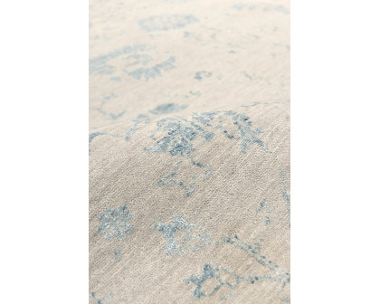 Pasargad - Transitional Collection Hand-Knotted Bamboo Silk/Wool Area Rug in Silver/Aqua, 107" x 140" (vase-3009 9x12)