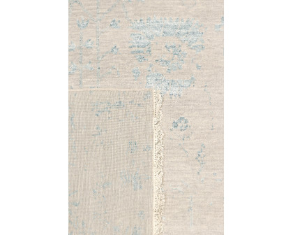 Pasargad - Transitional Collection Hand-Knotted Bamboo Silk/Wool Area Rug in Silver/Aqua, 107" x 140" (vase-3009 9x12)