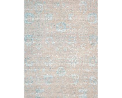 Pasargad - Transitional Collection Hand-Knotted Bamboo Silk/Wool Area Rug in Silver/Aqua, 108" x 142" (vase-4423 9x12)