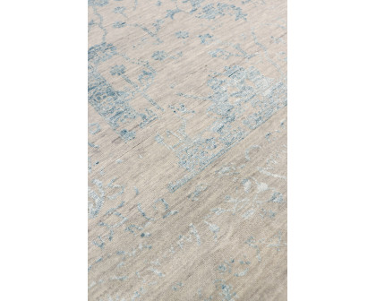 Pasargad - Transitional Collection Hand-Knotted Bamboo Silk/Wool Area Rug in Silver/Aqua, 108" x 142" (vase-4423 9x12)