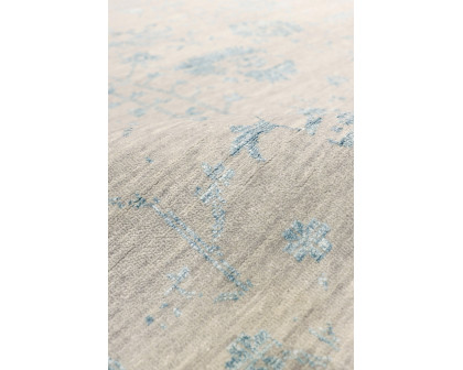 Pasargad - Transitional Collection Hand-Knotted Bamboo Silk/Wool Area Rug in Silver/Aqua, 108" x 142" (vase-4423 9x12)