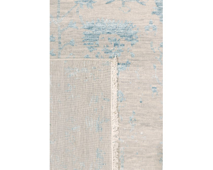 Pasargad - Transitional Collection Hand-Knotted Bamboo Silk/Wool Area Rug in Silver/Aqua, 108" x 142" (vase-4423 9x12)