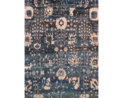 Pasargad - Transitiona Collection Hand-Knotted Bamboo Silk/Wool Area Rug in Blue/Pink, 120" x 168" (VASE-7024 10x14)