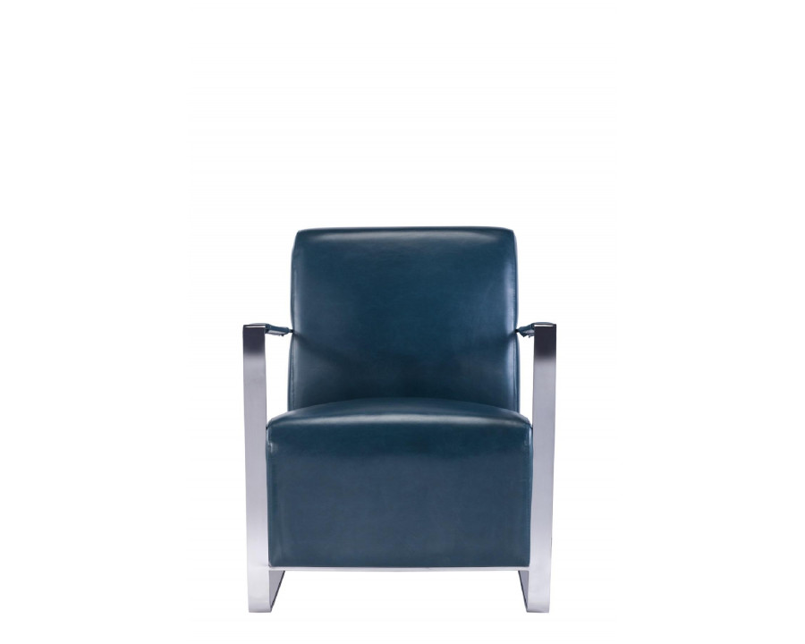 Pasargad - Luxe Upholstered Armchair in Teal/Chrome, Faux Leather