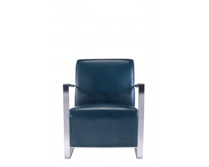 Pasargad - Luxe Upholstered Armchair in Teal/Chrome, Faux Leather