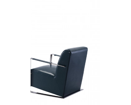 Pasargad - Luxe Upholstered Armchair in Teal/Chrome, Faux Leather