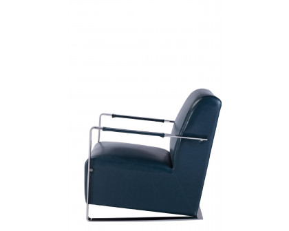 Pasargad - Luxe Upholstered Armchair in Teal/Chrome, Faux Leather