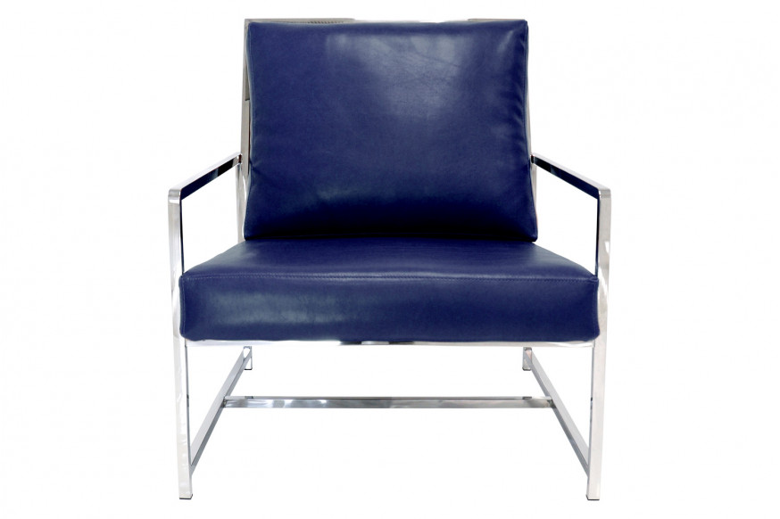 Pasargad™ Luxe Collection Navy Leather Chairs - Navy