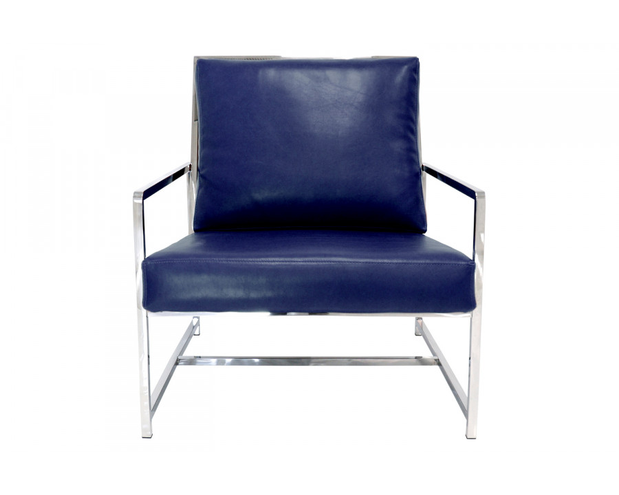 Pasargad Luxe Collection Navy Leather Chairs - Navy