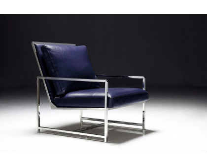 Pasargad™ Luxe Collection Navy Leather Chairs - Navy