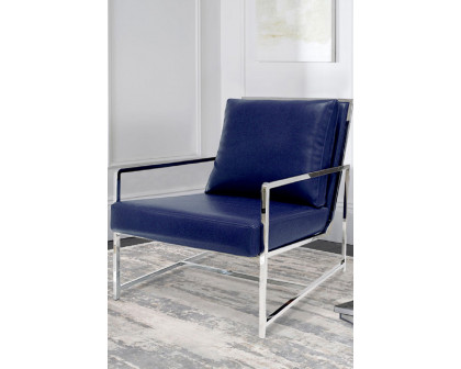 Pasargad™ Luxe Collection Navy Leather Chairs - Navy