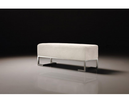 Pasargad Luxe Upholstered Bench - Ivory/Chrome, Polyester