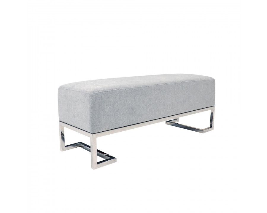 Pasargad Luxe Upholstered Bench - Blue/Chrome, Polyester