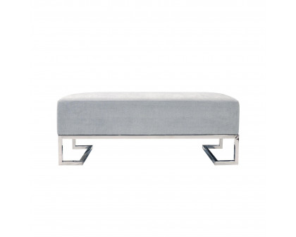 Pasargad Luxe Upholstered Bench - Blue/Chrome, Polyester