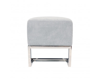 Pasargad Luxe Upholstered Bench - Blue/Chrome, Polyester