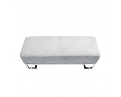 Pasargad Luxe Upholstered Bench - Blue/Chrome, Polyester