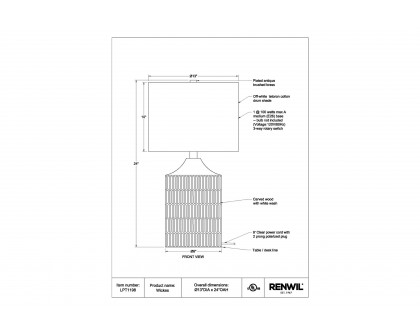 Renwil™ - Wickes Table Lamp