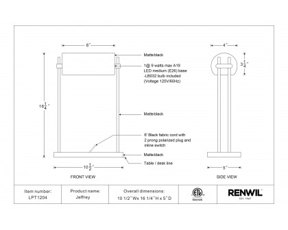 Renwil - Jeffrey Table Lamp