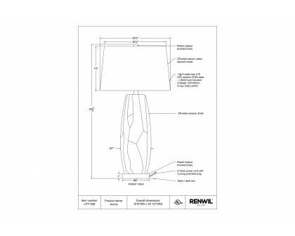 Renwil - Jimmy Table Lamp