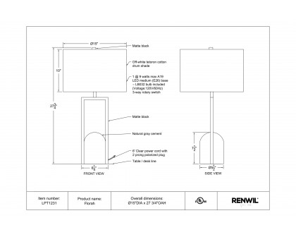 Renwil - Florah Table Lamp