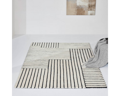 Renwil Arctica Rug - Off-White/Black, 16" X 16"