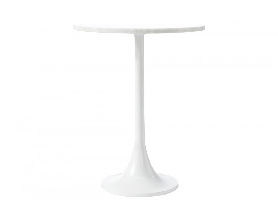 Renwil Alina Accent Table - White Marble/White Powder