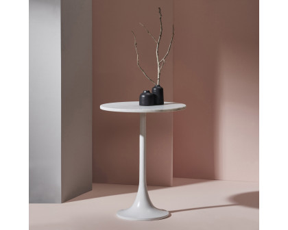 Renwil™ Alina Accent Table - White Marble/White Powder