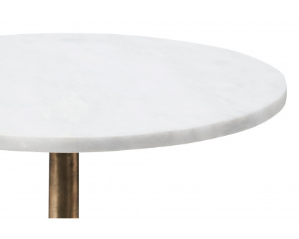 Renwil™ Amalya Accent Table - White Marble/Antique Brass