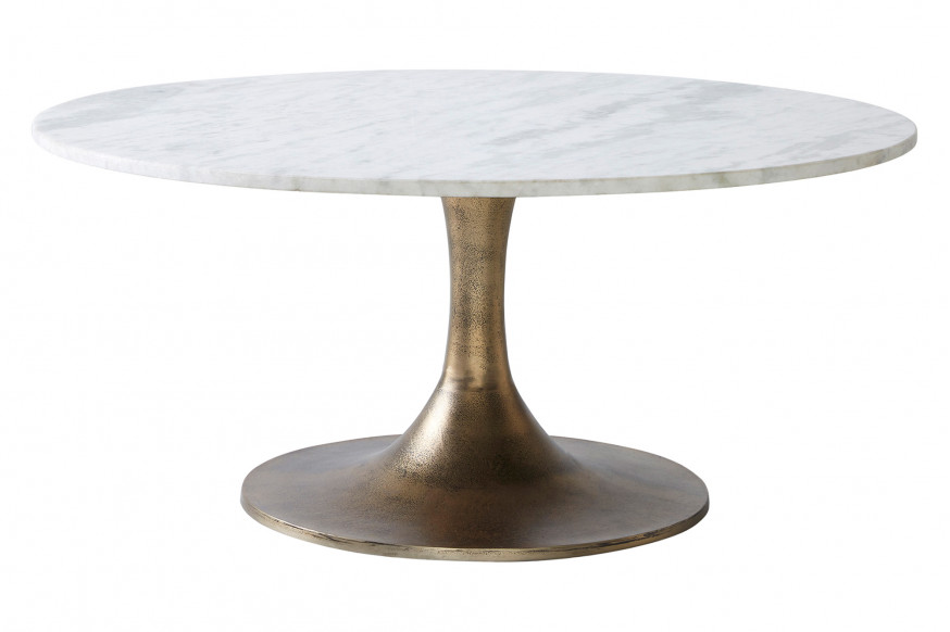 Renwil™ Lovisa Coffee Table - White Marble/Antique Brass