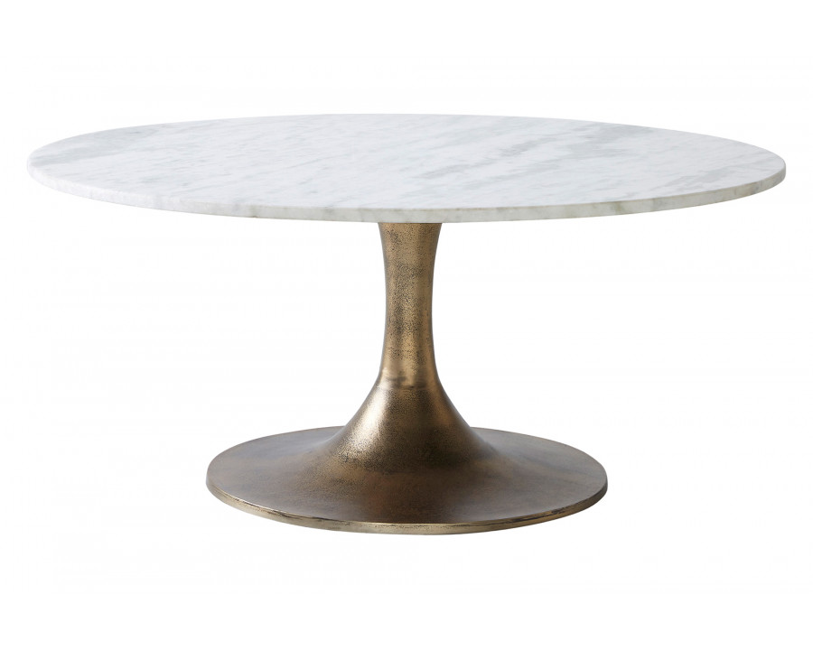 Renwil Lovisa Coffee Table - White Marble/Antique Brass