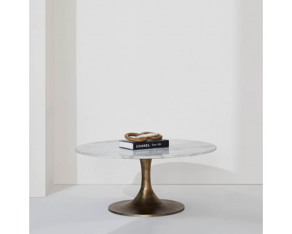 Renwil™ Lovisa Coffee Table - White Marble/Antique Brass