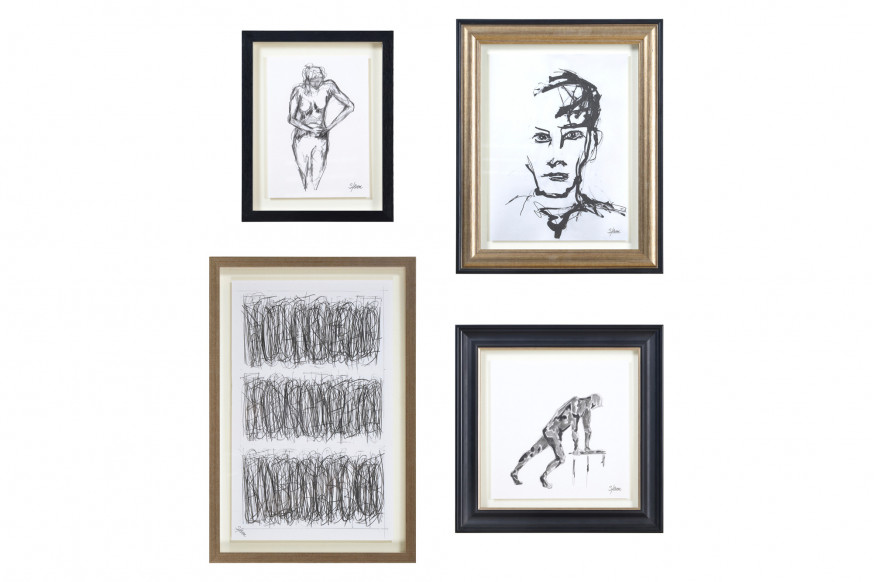 Renwil™ - Studio Line Sketch Wall Art Set Of 4